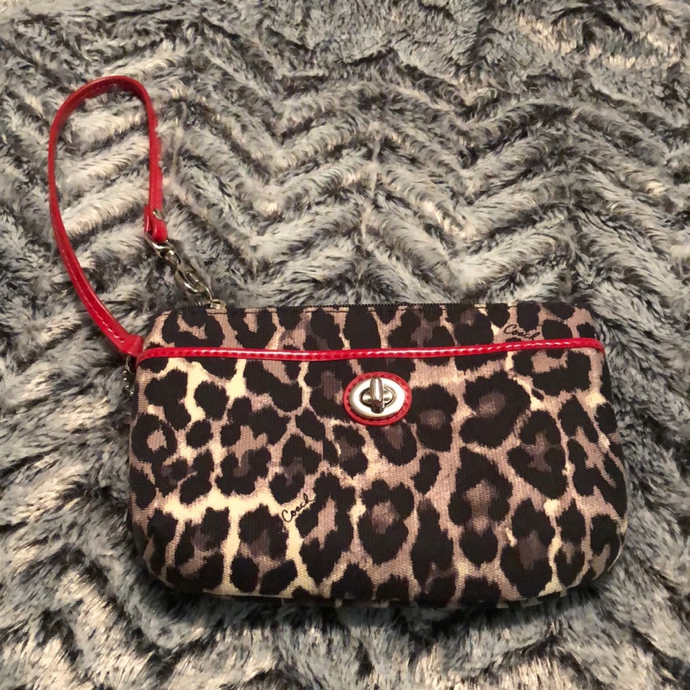 Cheetah print Coach wristlet